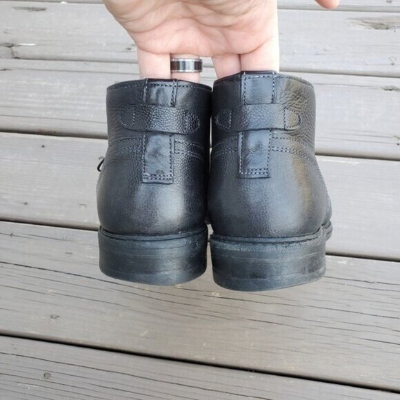 Allen Edmonds Cyrus Black Leather 2‎ Eye Lace-up Comfort Shock Form Chukka Boots